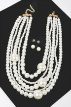 Multi Pearl Layered Necklace W/earring | Mixtshop LLC