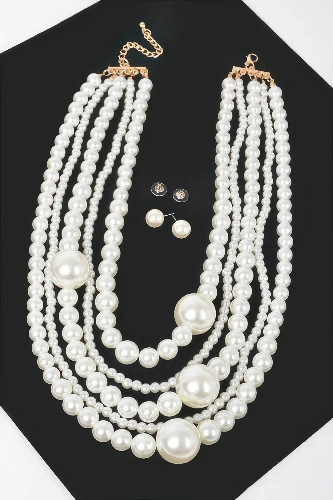 Multi Pearl Layered Necklace W/earring | Mixtshop LLC