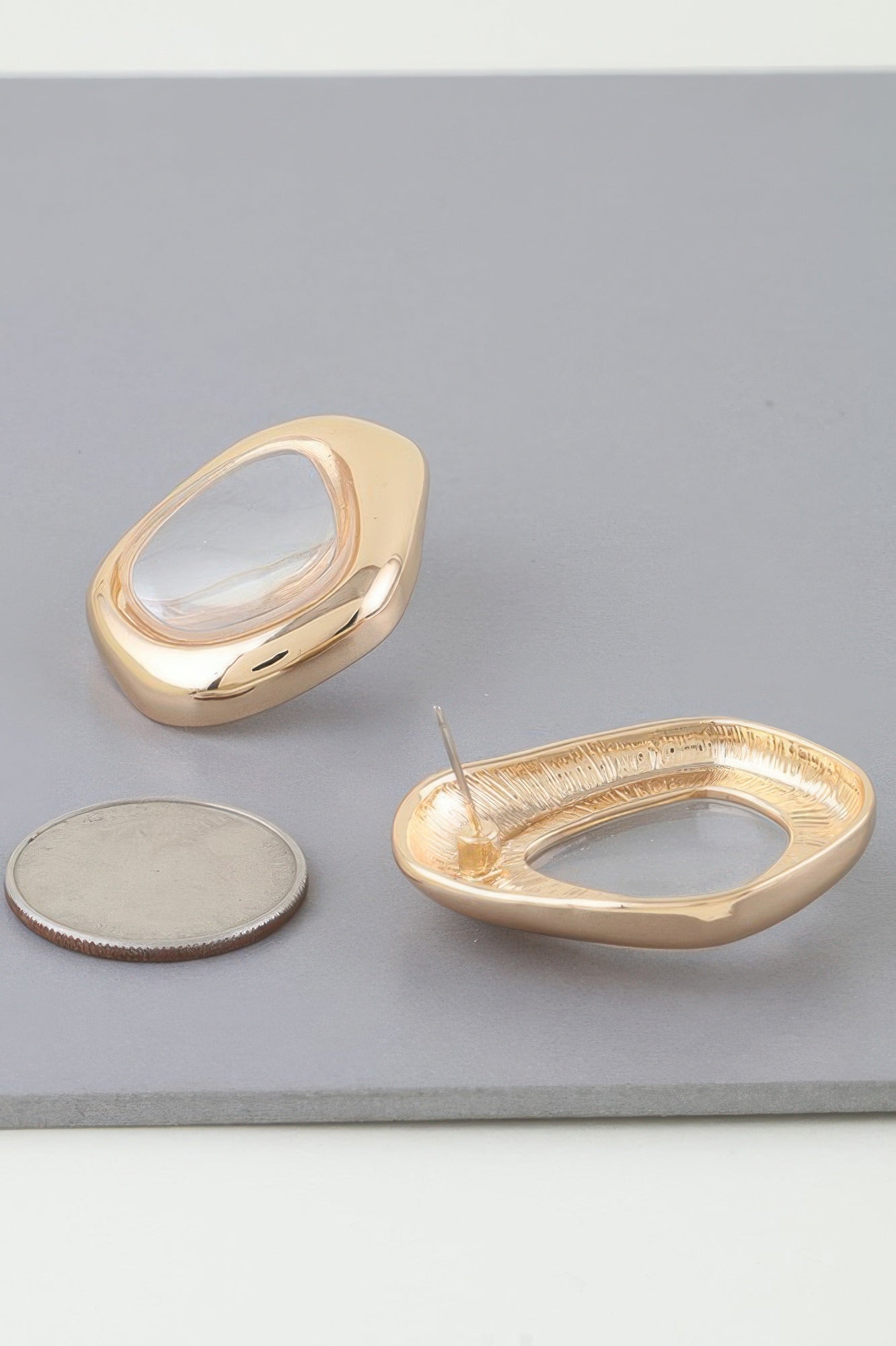 Abstract Transparent Stone Earrings Secondary image