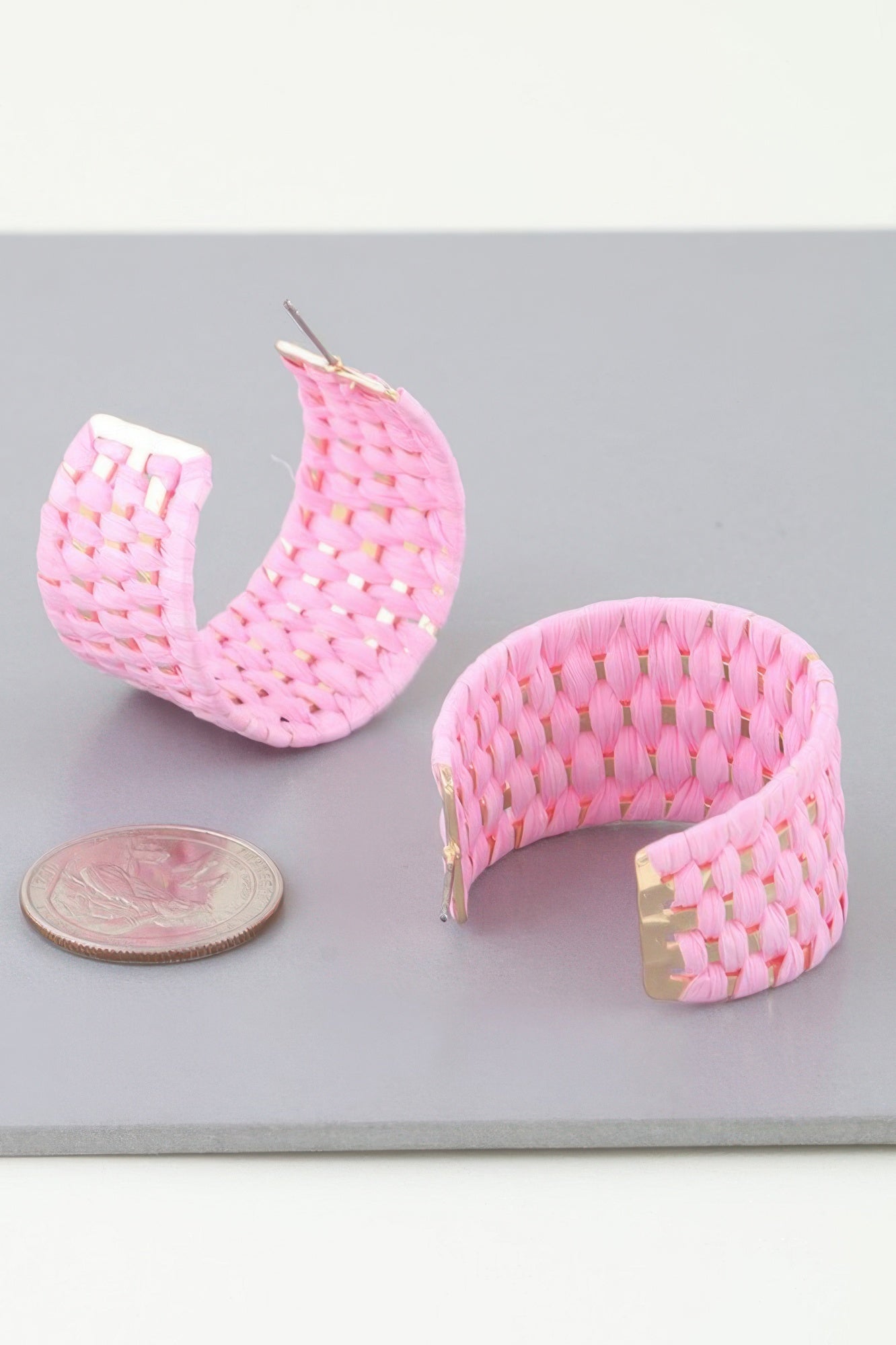 Wide Weaved Hoop Earrings Secondary image