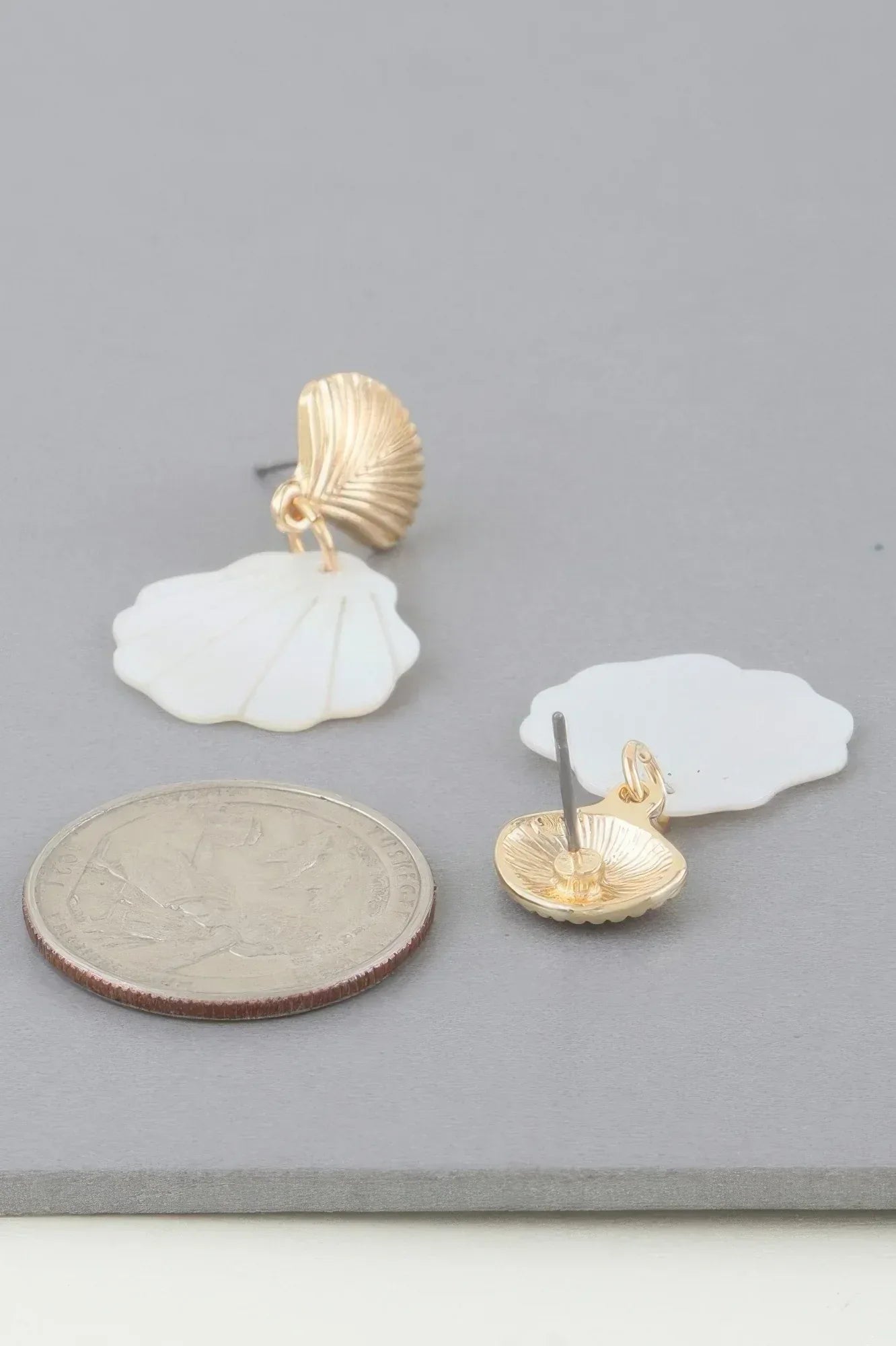 Twin Seashell Drop Earrings Secondary image