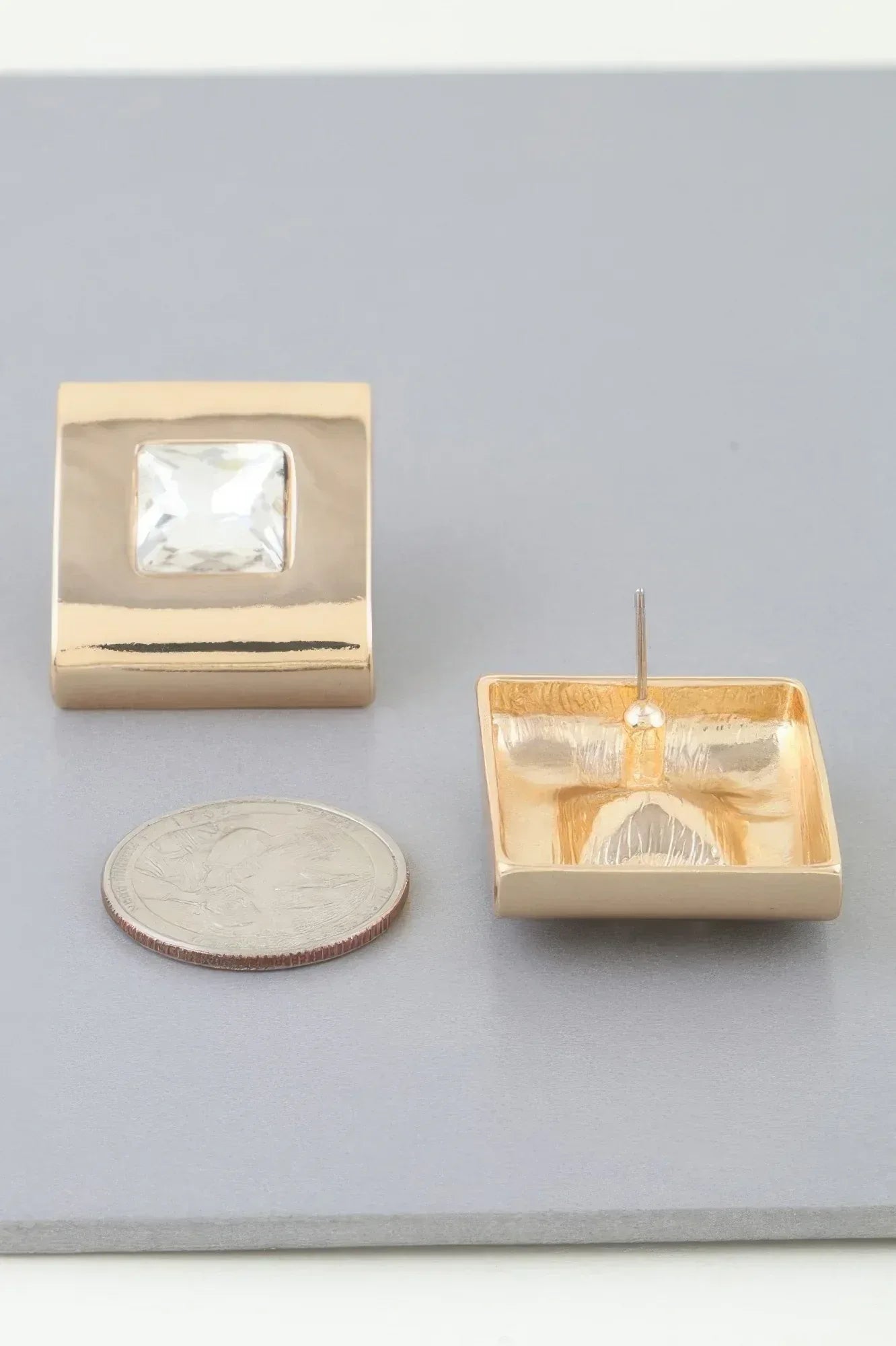 Cubic Rhinestone Stud Earrings Secondary image