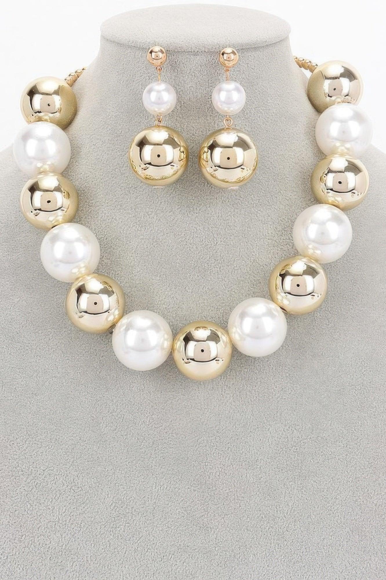 Faux Pearl And Ccb Ball Necklace | Mixtshop LLC