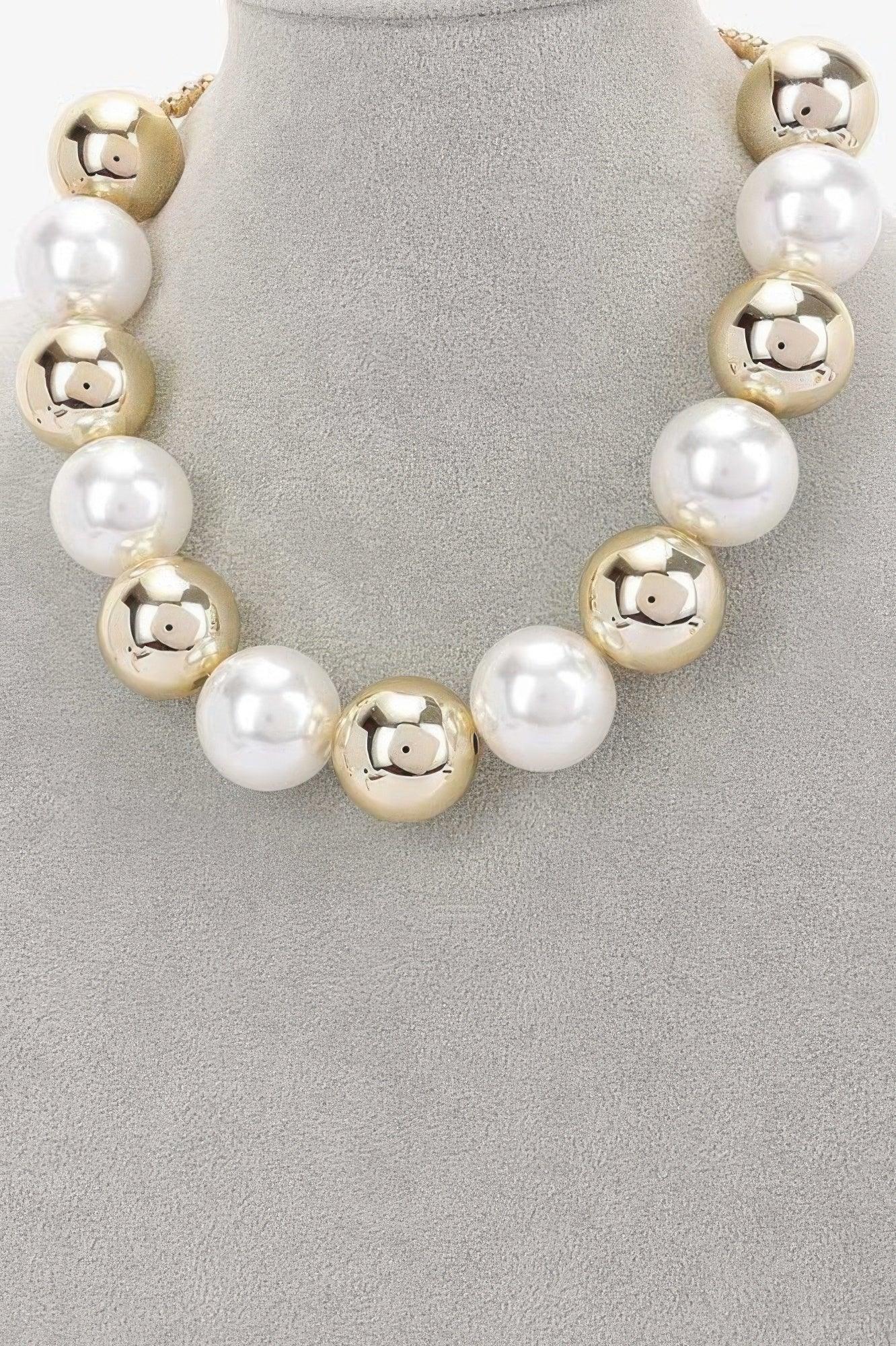 Faux Pearl And Ccb Ball Necklace | Mixtshop LLC