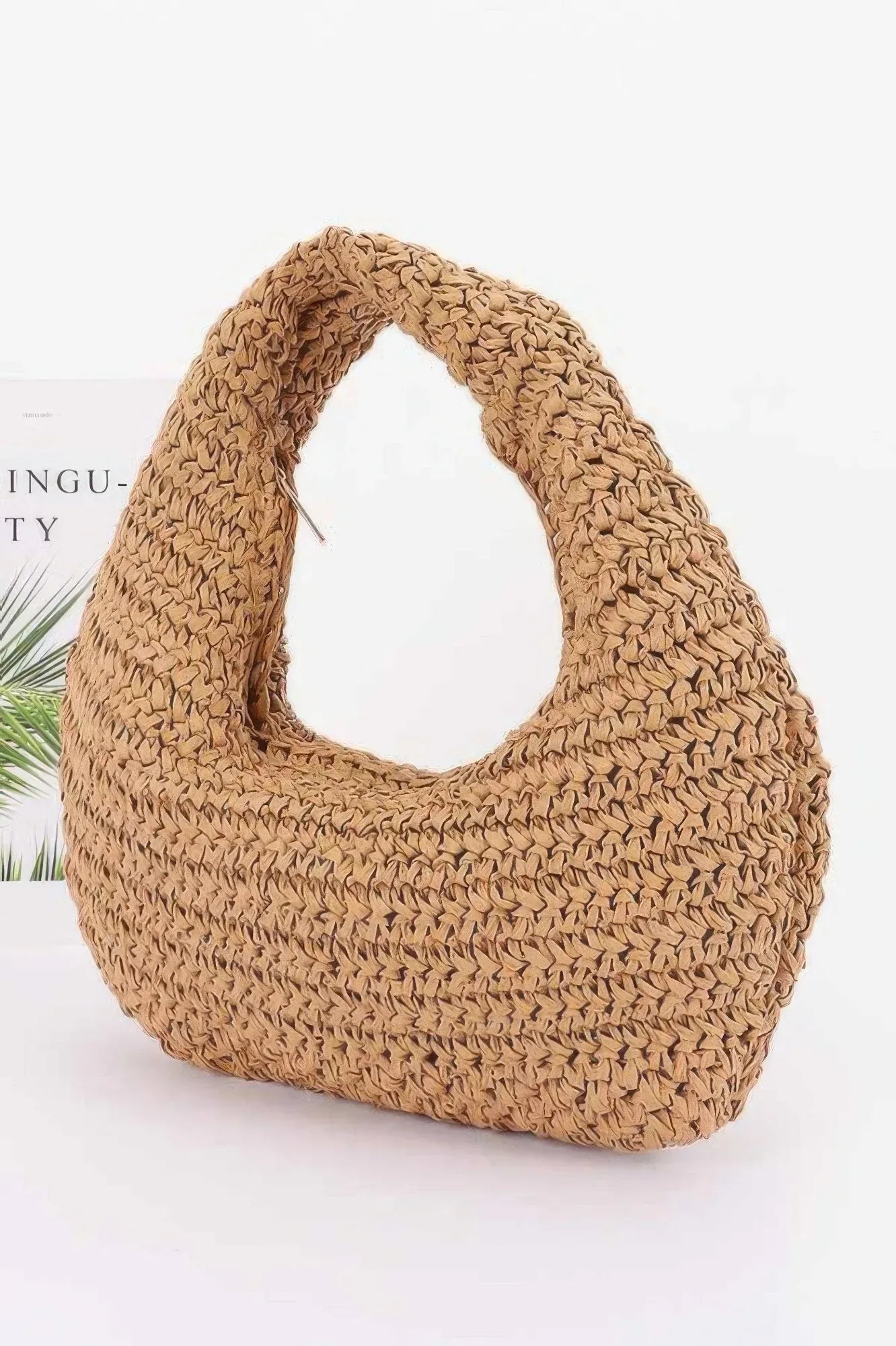 Faux Straw Braided Bindle Bag Secondary image
