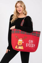 Oh Deer Letter Reindeer Christmas Tote Bag | Mixtshop LLC