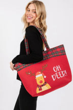 Oh Deer Letter Reindeer Christmas Tote Bag | Mixtshop LLC