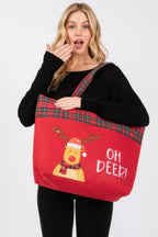 Oh Deer Letter Reindeer Christmas Tote Bag | Mixtshop LLC