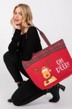 Oh Deer Letter Reindeer Christmas Tote Bag | Mixtshop LLC