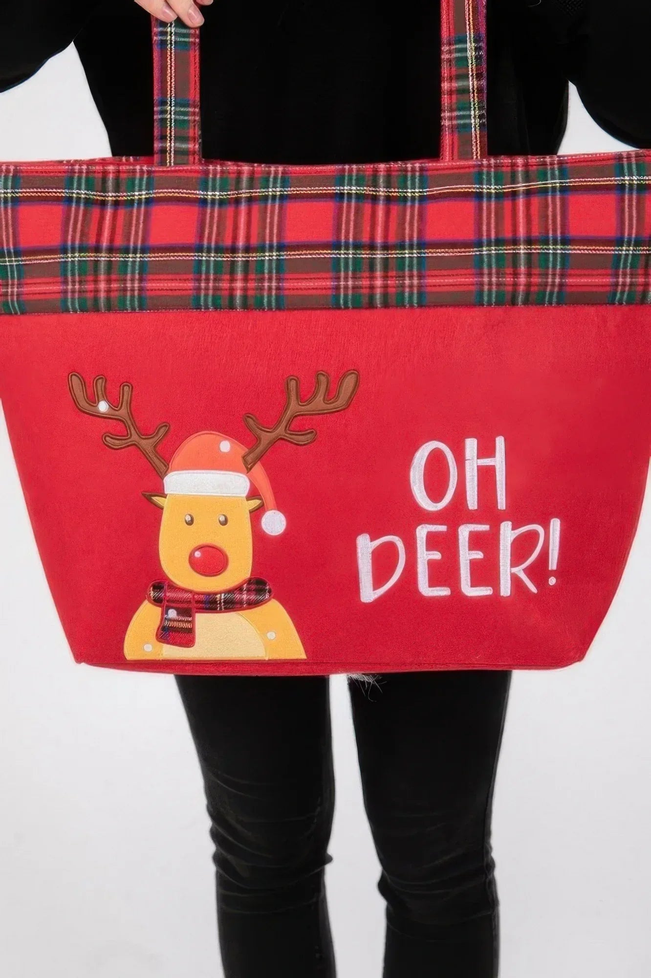 Oh Deer Letter Reindeer Christmas Tote Bag | Mixtshop LLC