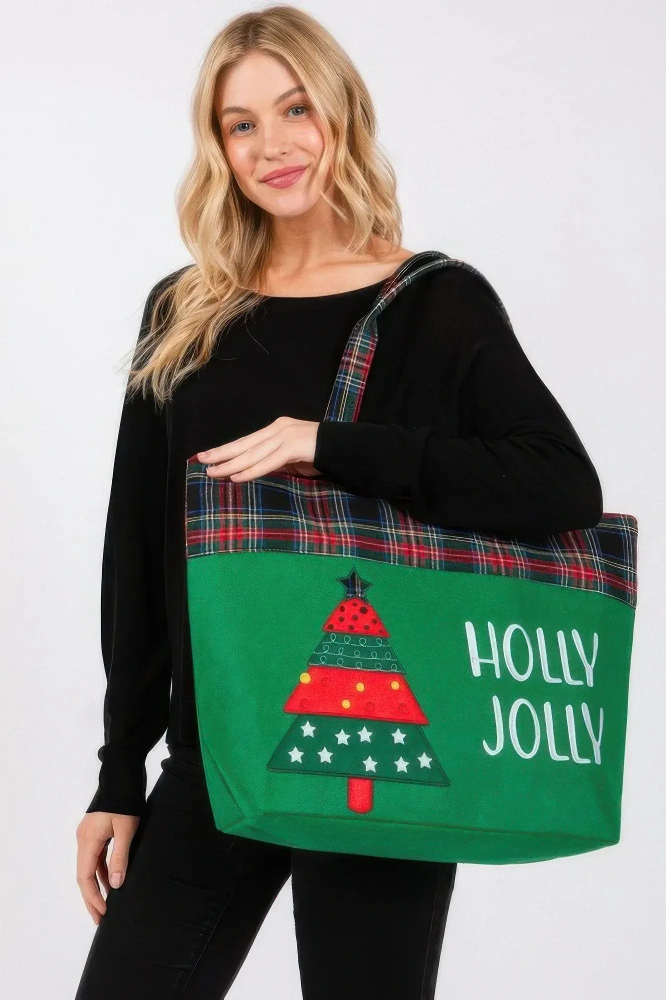 Holly Jolly Letter Christmastree Christmas Totebag | Mixtshop LLC Main image