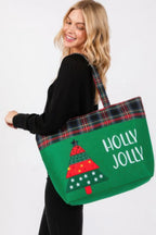 Holly Jolly Letter Christmastree Christmas Totebag | Mixtshop LLC
