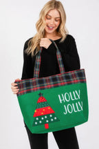 Holly Jolly Letter Christmastree Christmas Totebag | Mixtshop LLC