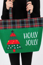 Holly Jolly Letter Christmastree Christmas Totebag | Mixtshop LLC