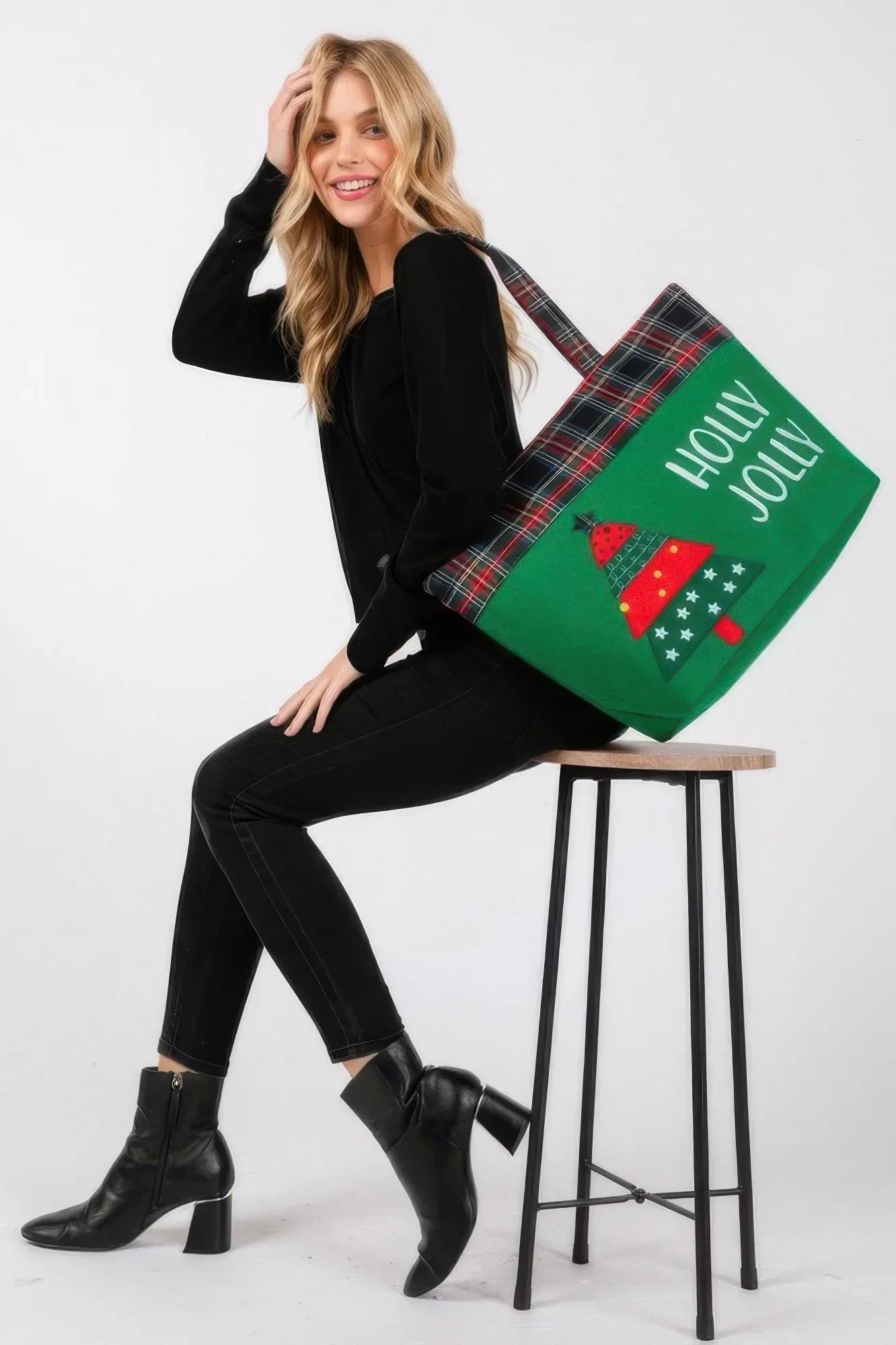 Holly Jolly Letter Christmastree Christmas Totebag | Mixtshop LLC
