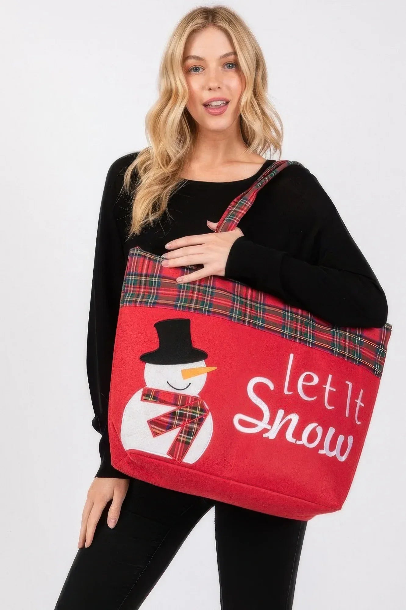Let It Snow Letter Snowman Christmas Tote Bag | Mixtshop LLC Main image