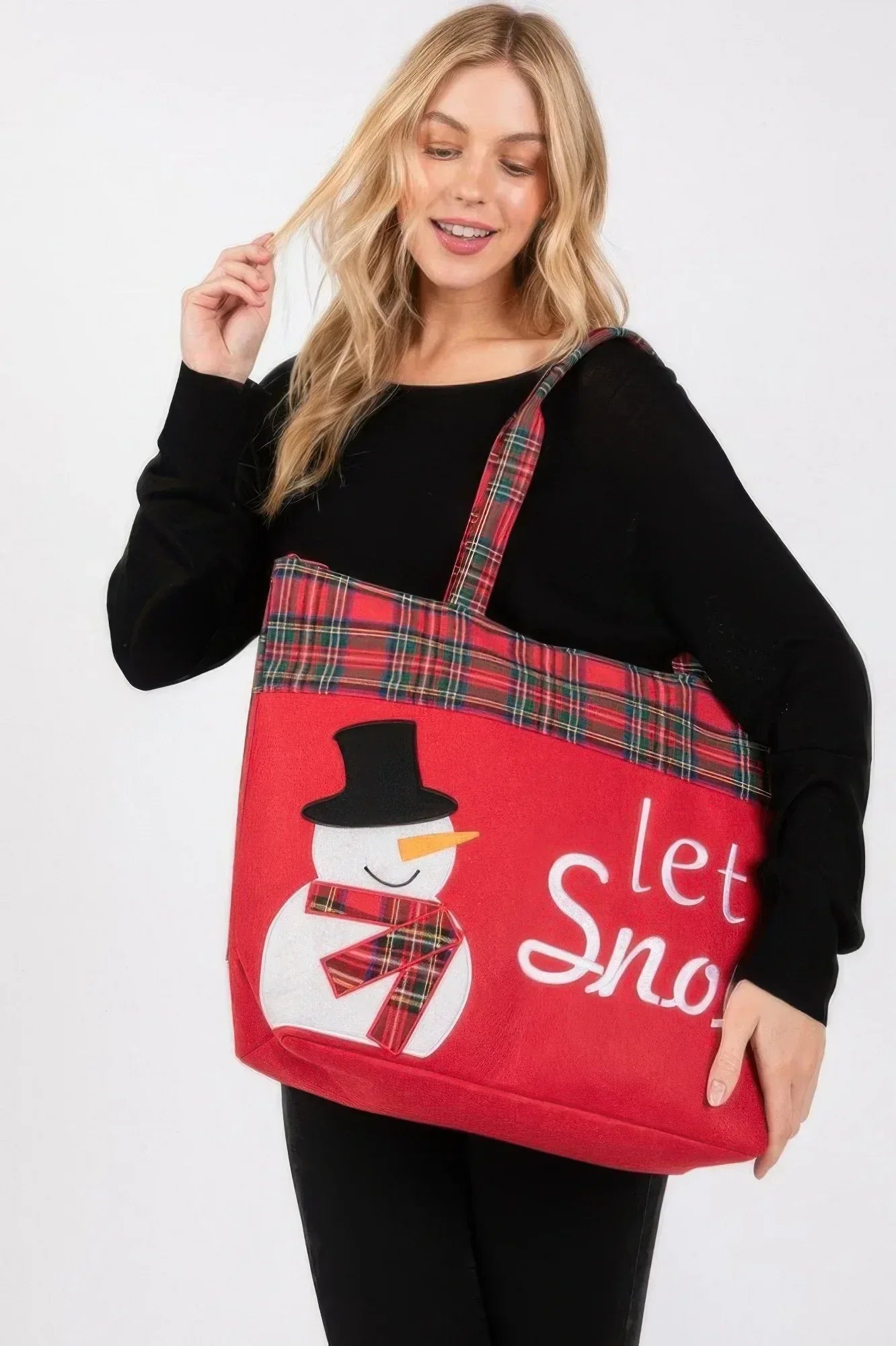 Let It Snow Letter Snowman Christmas Tote Bag | Mixtshop LLC