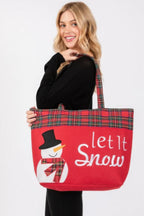 Let It Snow Letter Snowman Christmas Tote Bag | Mixtshop LLC