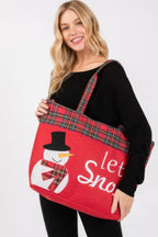 Let It Snow Letter Snowman Christmas Tote Bag | Mixtshop LLC