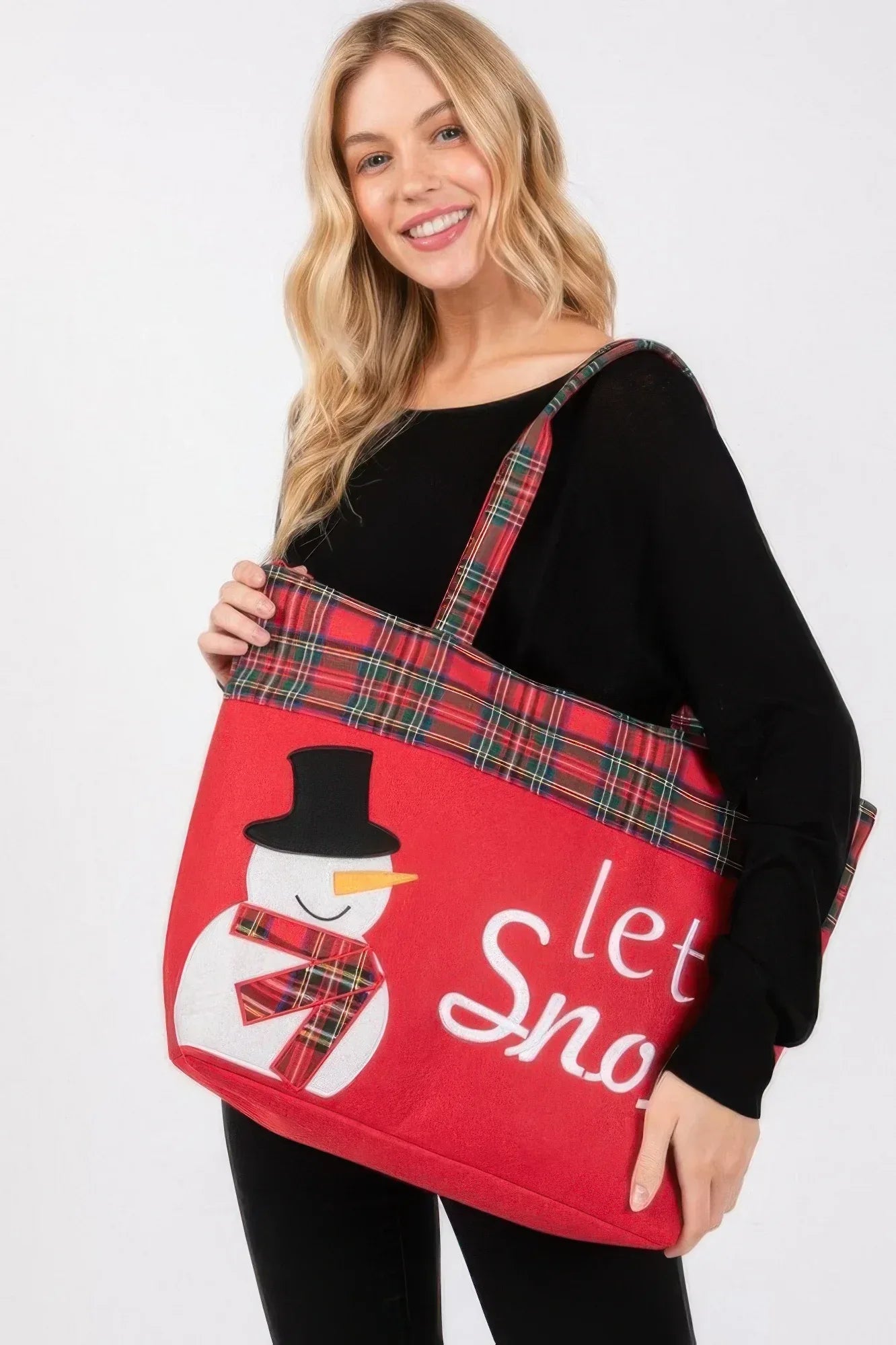 Let It Snow Letter Snowman Christmas Tote Bag | Mixtshop LLC