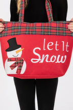 Let It Snow Letter Snowman Christmas Tote Bag | Mixtshop LLC