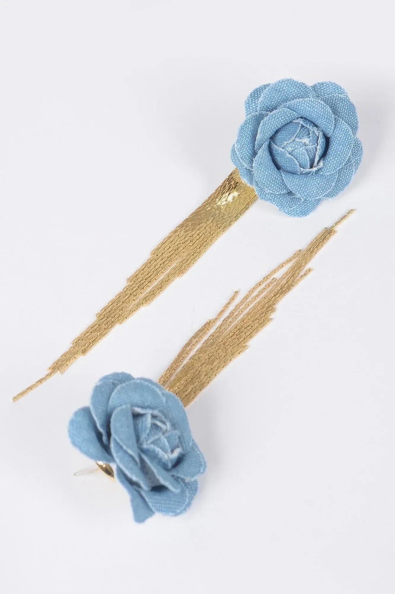 Denim Flower Metal Fringe Earring Secondary image