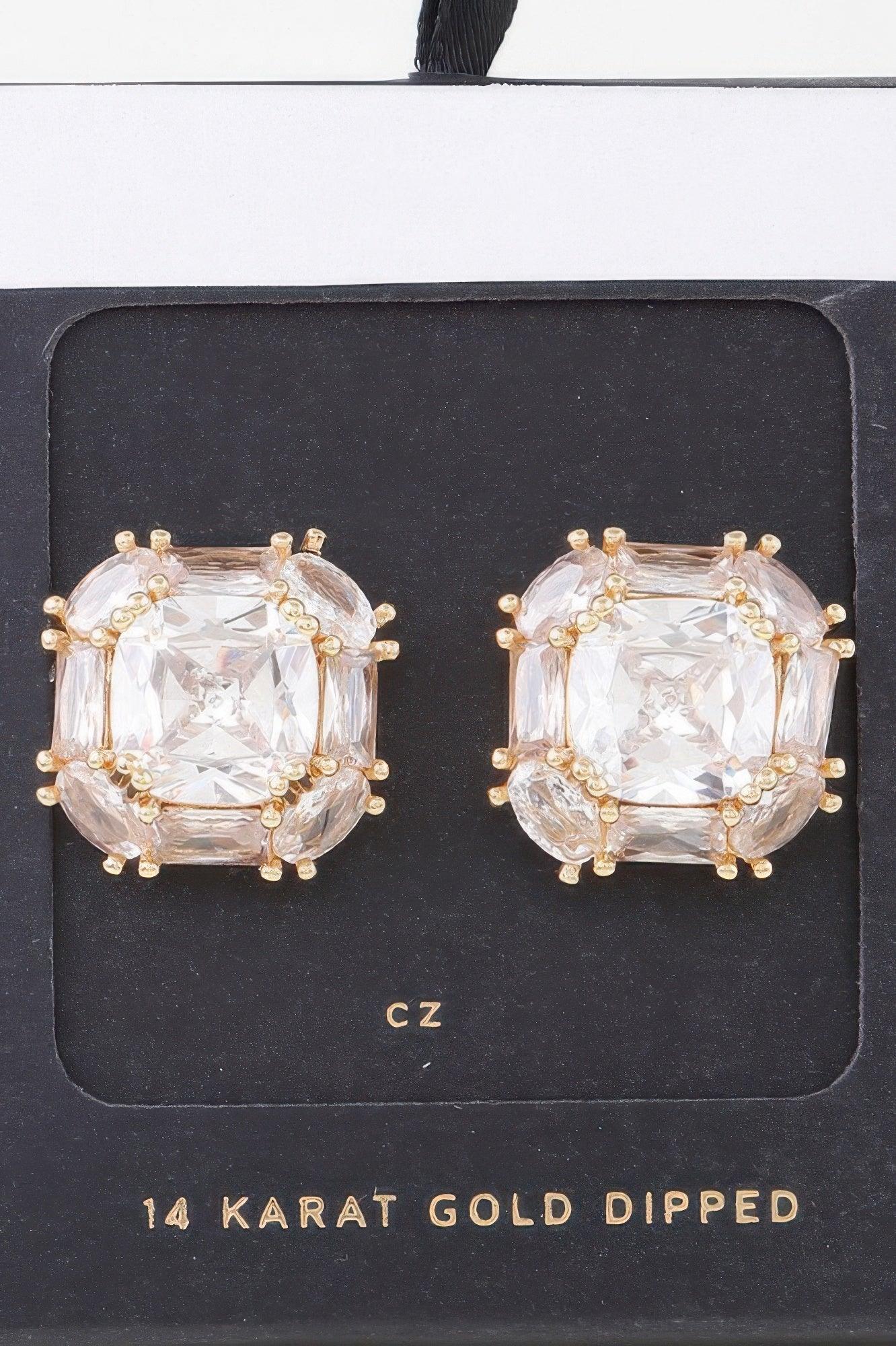 Double Cubic Rhinestone Stud Earrings | Mixtshop LLC Main image