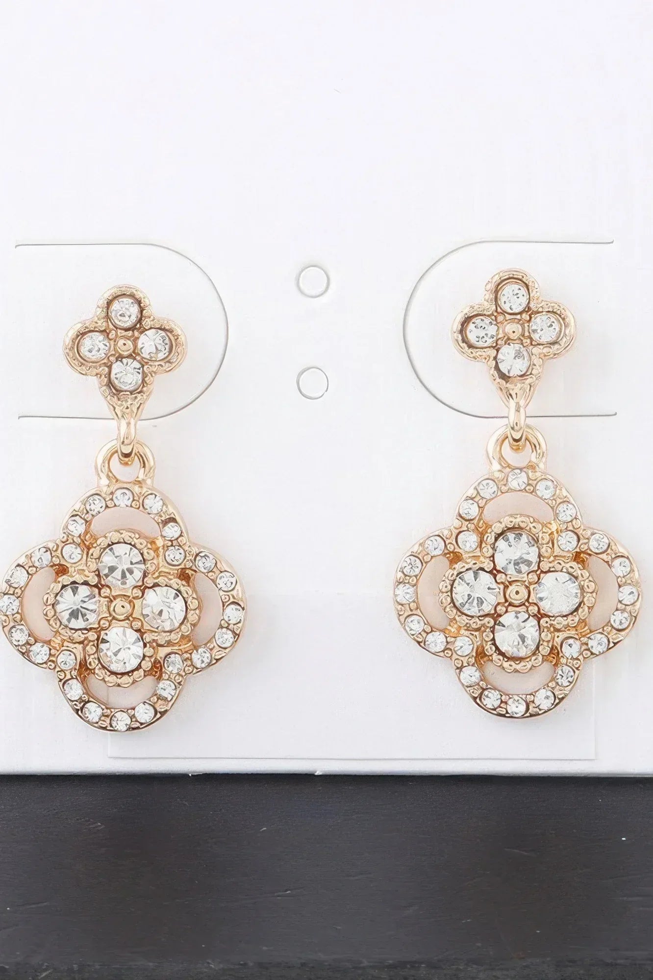 Quadra Rhinestone Clover Drop Earrings | Mixtshop LLC