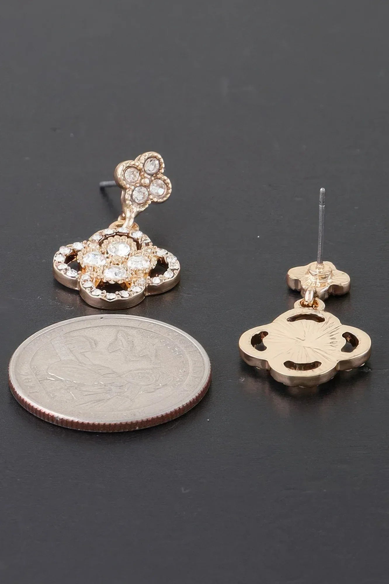 Quadra Rhinestone Clover Drop Earrings | Mixtshop LLC