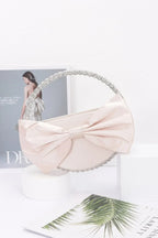 Satin Ribbon Round Rhinestone Metal Clutch | Mixtshop LLC