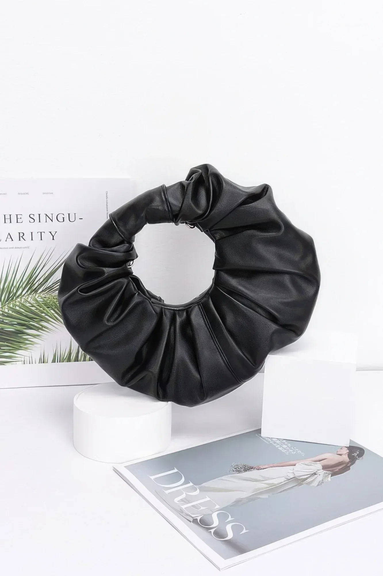 Faux Leather Pleated Handle Clutch | Mixtshop LLC Main image