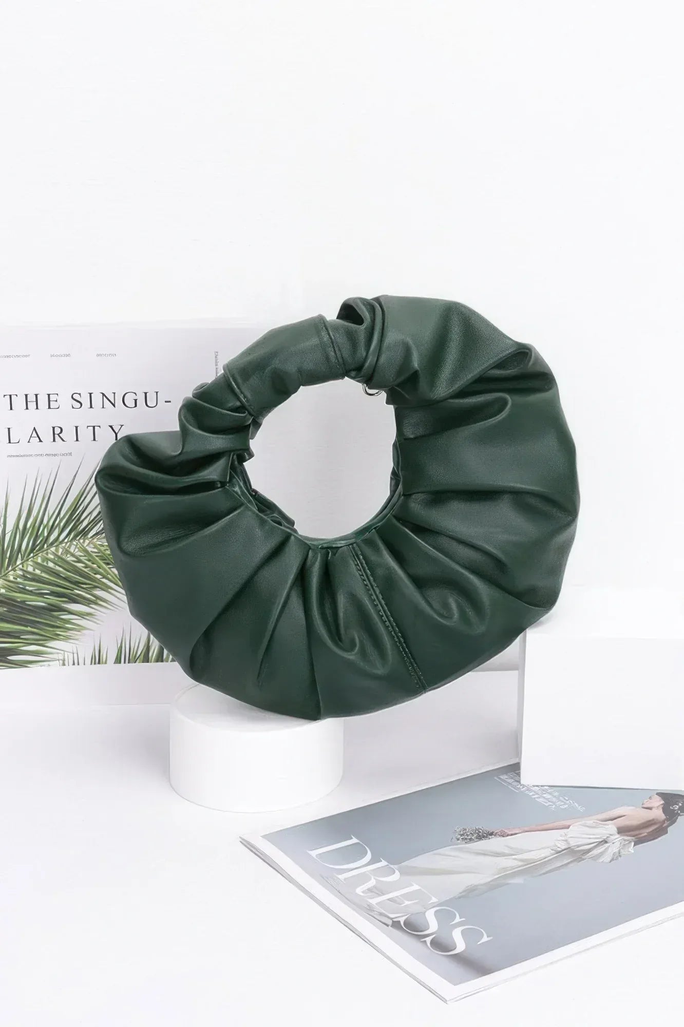 Faux Leather Pleated Handle Clutch | Mixtshop LLC
