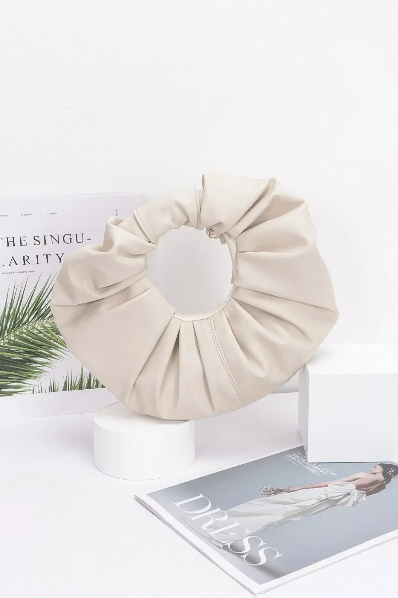 Faux Leather Pleated Handle Clutch | Mixtshop LLC