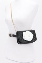 Faux Leather Quilted Flower Beltbag Shoulder Chain | Mixtshop LLC