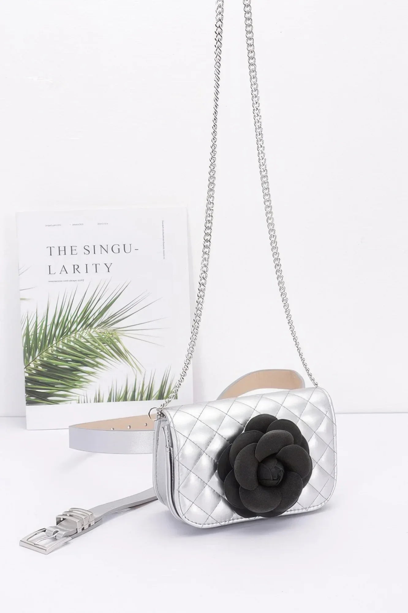 Faux Leather Quilted Flower Beltbag Shoulder Chain | Mixtshop LLC