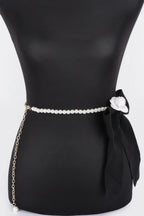 Flower Ribbon Faux Pearl Belt | Mixtshop LLC