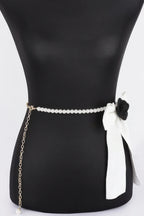 Flower Ribbon Faux Pearl Belt | Mixtshop LLC