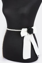 Flower Ribbon Faux Pearl Belt | Mixtshop LLC