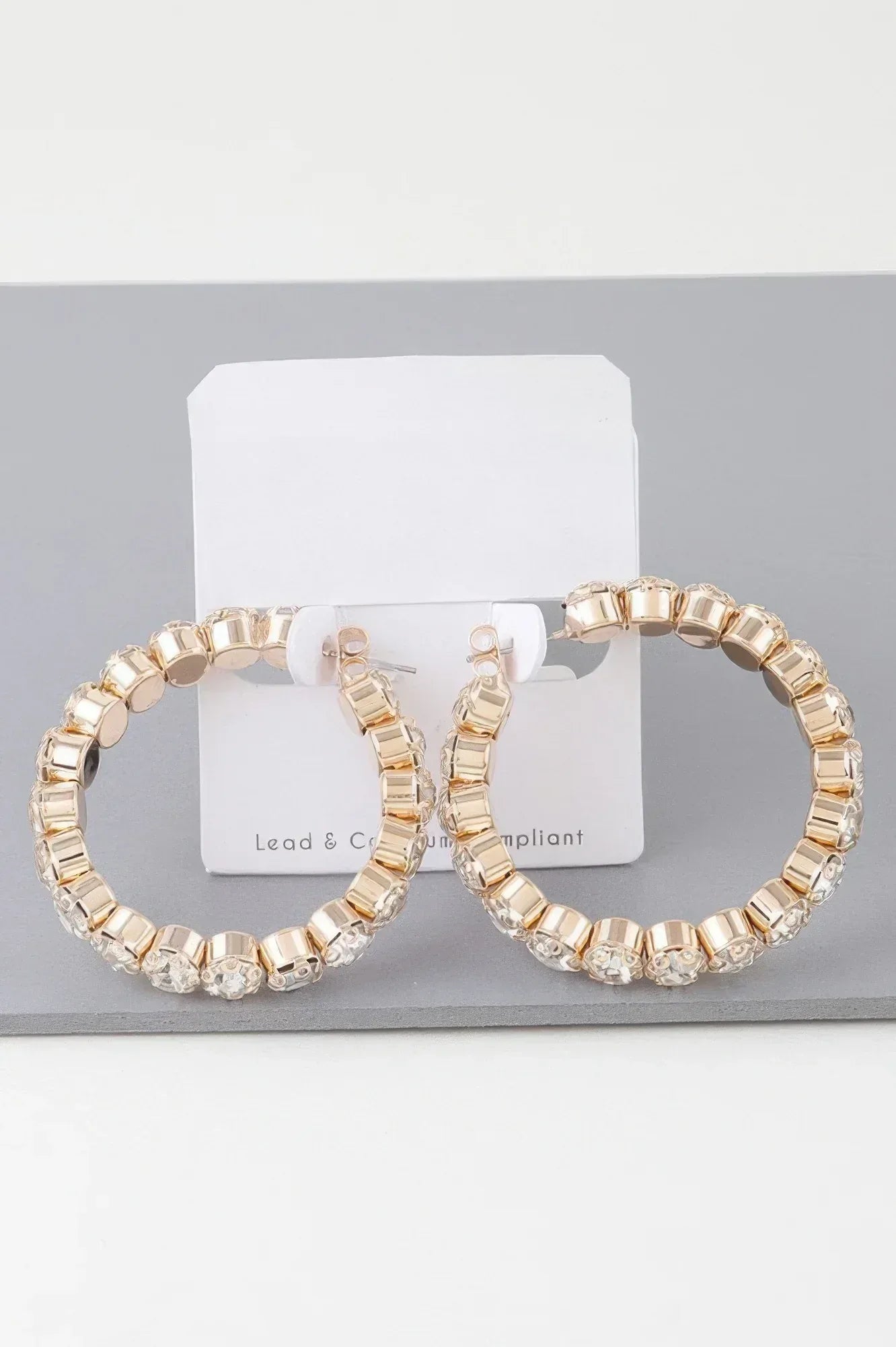 Geometric Rhinestone Cut Hoop Earrings | Mixtshop LLC Main image