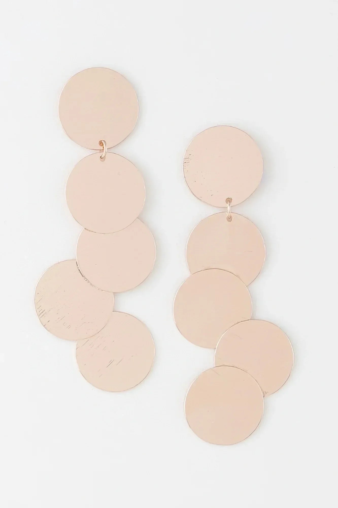 Modern Hammered Disk Drop Earrings | Mixtshop LLC Main image