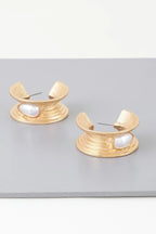 Flared Pearl Teardrop Hoop Earrings | Mixtshop LLC