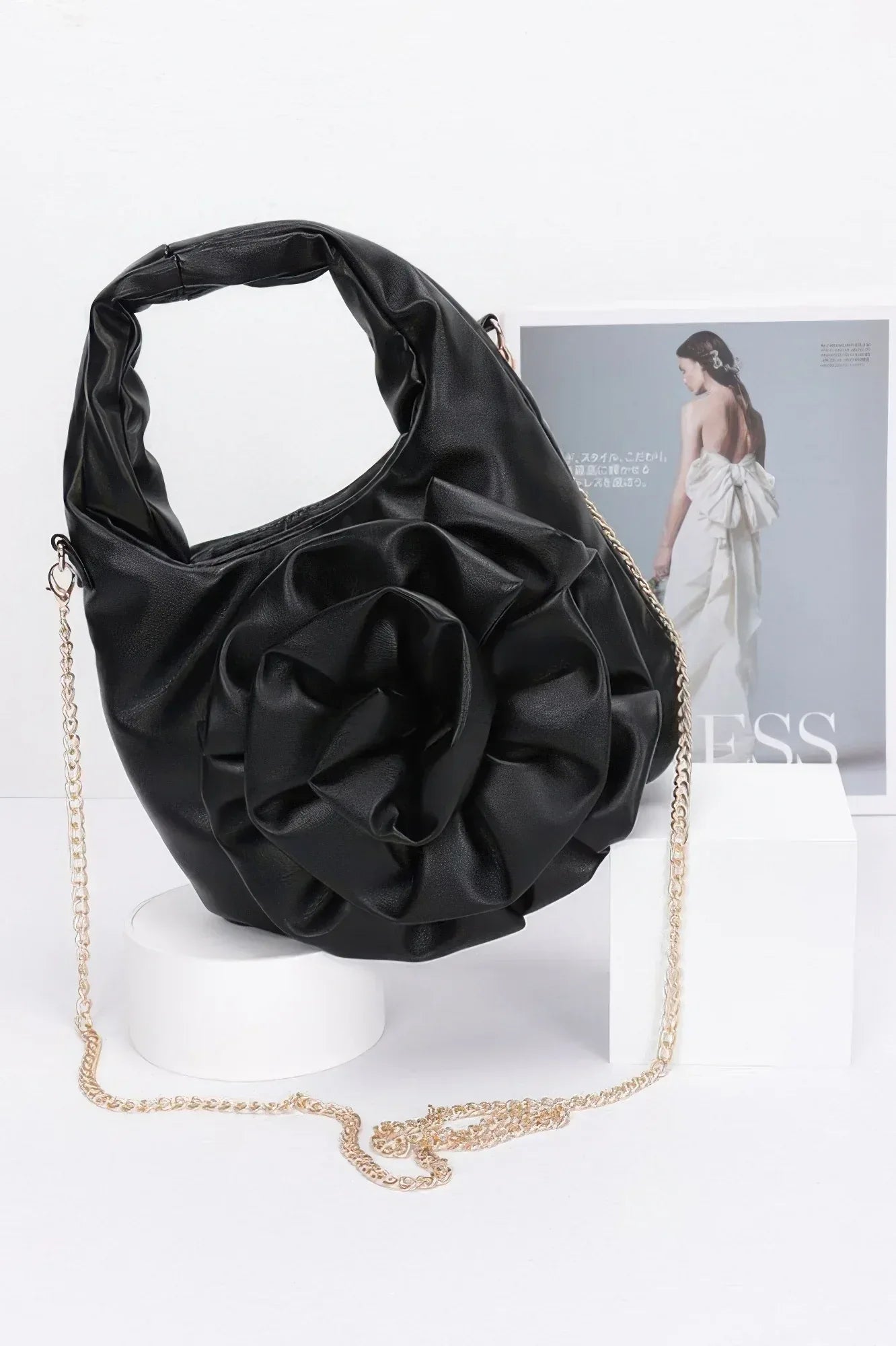Faux Leather Big Flower Handle Bag | Mixtshop LLC