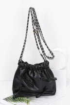 Faux Leather Multi Ribbon Bucket Chaincrossbodybag | Mixtshop LLC
