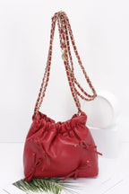 Faux Leather Multi Ribbon Bucket Chaincrossbodybag | Mixtshop LLC