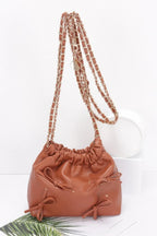 Faux Leather Multi Ribbon Bucket Chaincrossbodybag | Mixtshop LLC