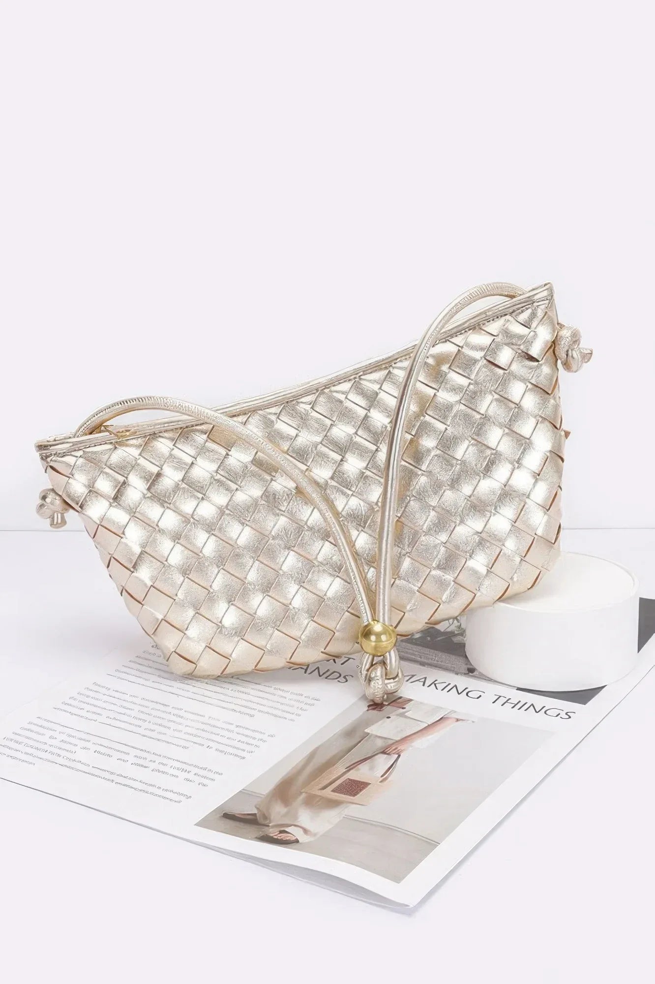 Faux Leather Braided Wrist And Shoulder Bag | Mixtshop LLC