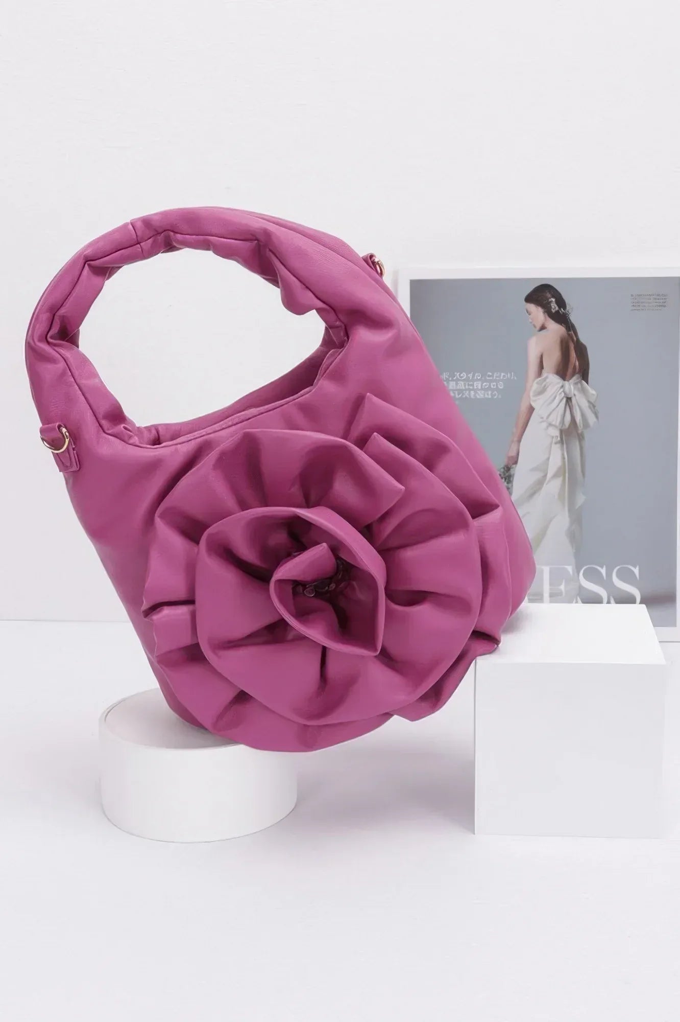 Faux Leather Big Flower Handle Bag | Mixtshop LLC