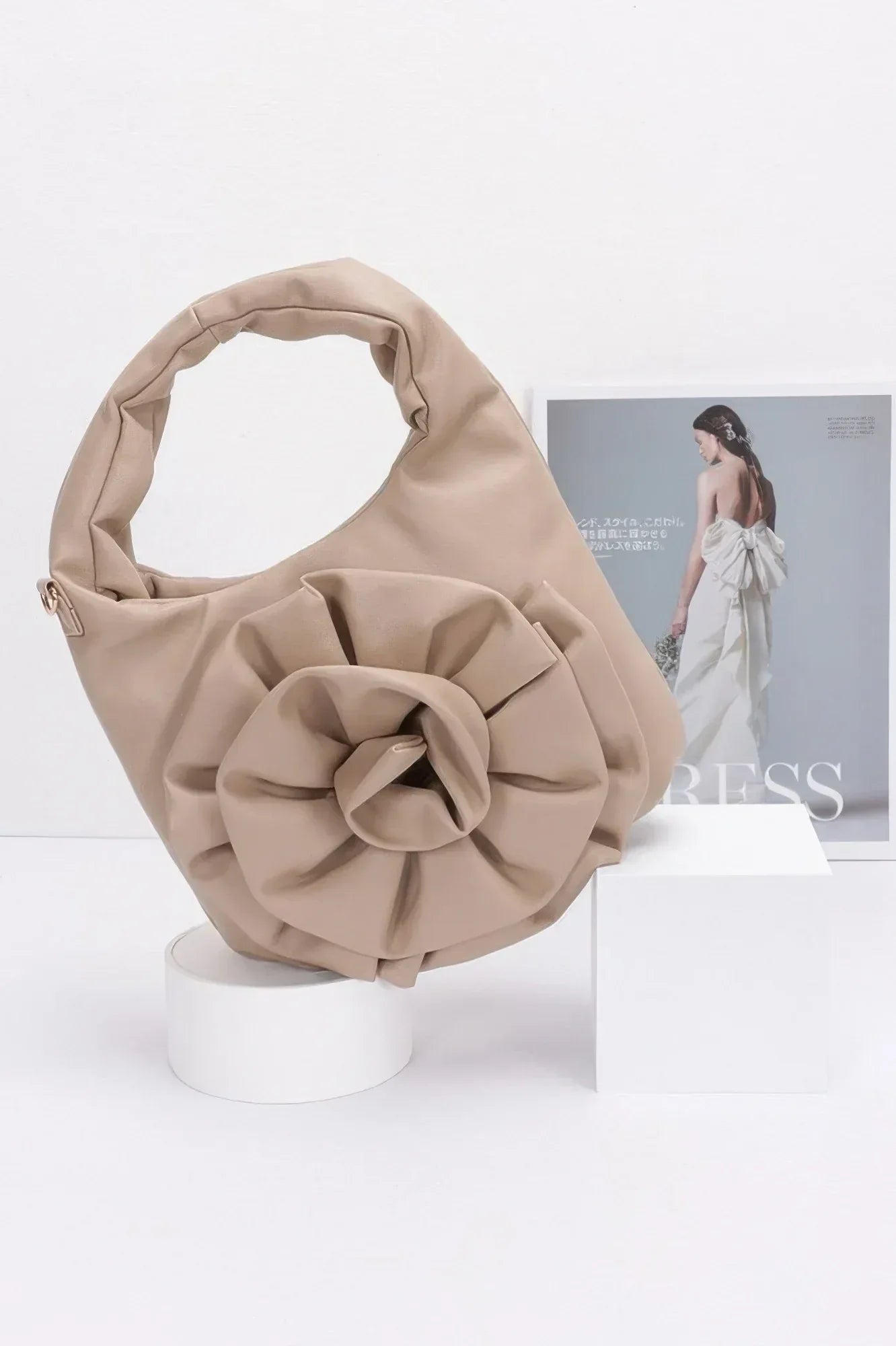 Faux Leather Big Flower Handle Bag | Mixtshop LLC