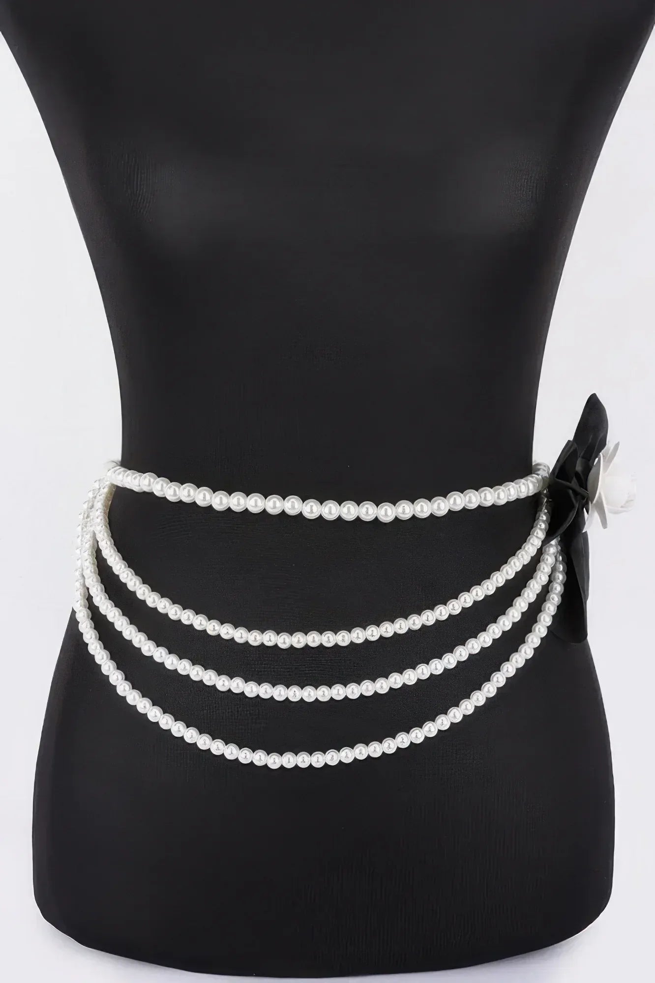 Layered Faux Pearl Flower Ribbon Belt | Mixtshop LLC