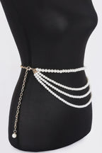 Layered Faux Pearl Flower Ribbon Belt | Mixtshop LLC